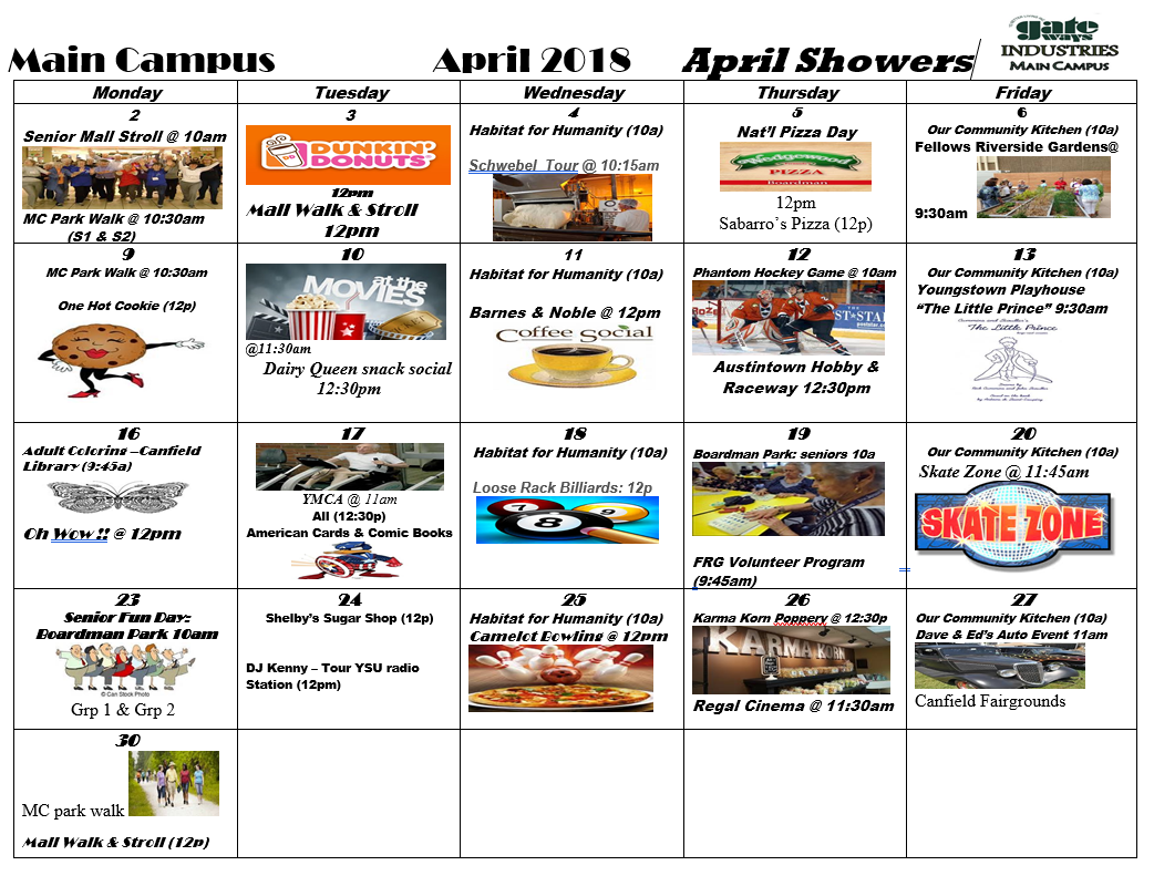 April 2018 Main Campus Activity Calendar