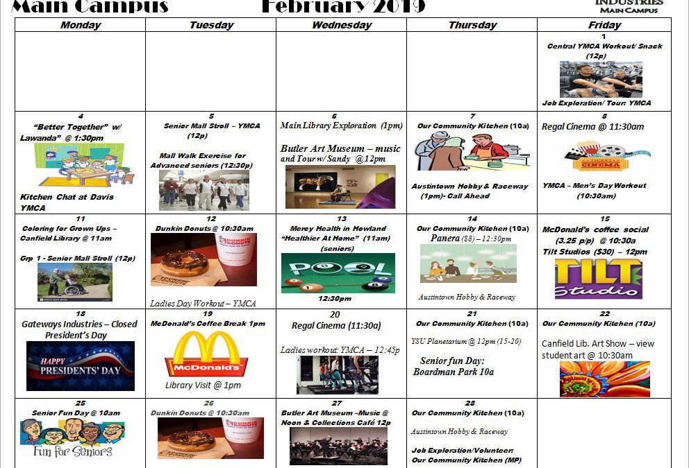February 2019 Main Campus Activity Calendar