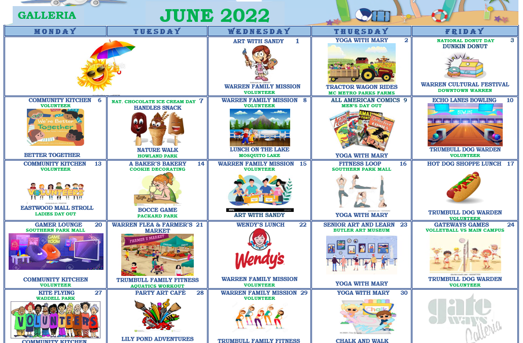 Galleria June Activity Calendar 2022