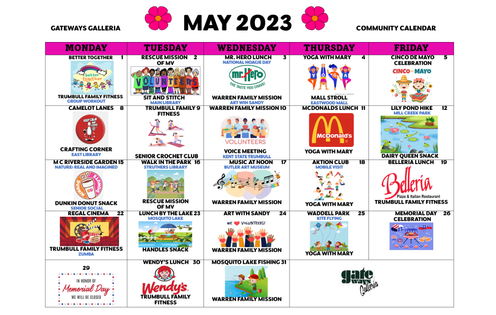 Gateways Galleria May Activity Calendar 2023 - Gateways To Better ...